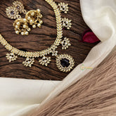 Vriksham Designer Gold Look Alike AD Stone Short Neckpiece-Purple-G16315